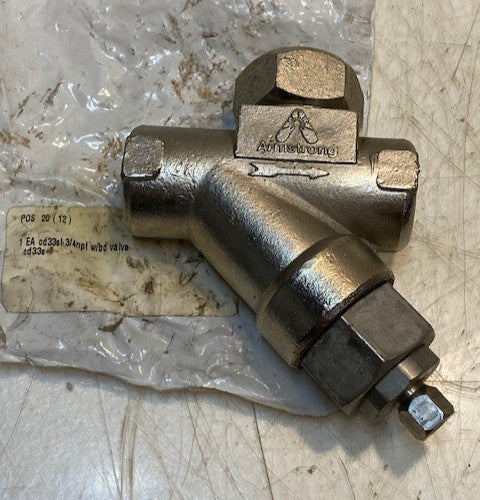 Armstrong CD 33S A743 CA40 Disc Steam Trap CD33SL 600Psig 3/4" NPT