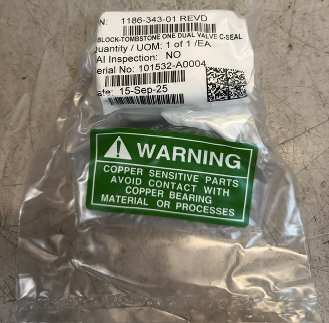 Block-Tombstone One Dual Valve C-Seal 1186-343-01 REVD Industrial Assembly