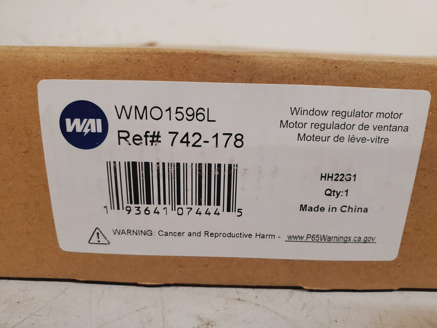 WAI Window Regulator Motor WMO1596L | 742-178 | HH22G1