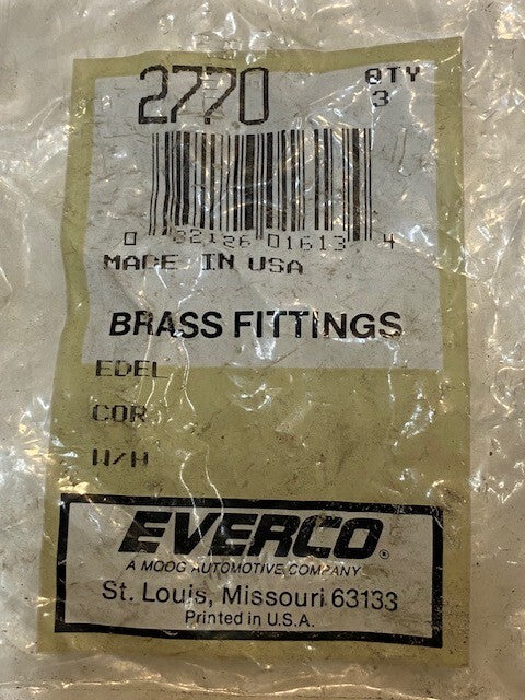 3 Quantity of Everco 2770 Brass Fittings 11mm Thread 8mm Nose (3 Quantity)