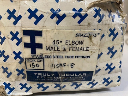 Truly Tubular 45 Deg Male & Female Steel Tube Fittings 45MF-8 (Box Of 150)