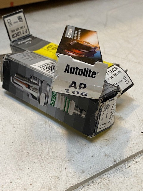50lb Box of a Variety of Laser, Autolite, Bosch, AC Delco, Motocraft Spark Plugs