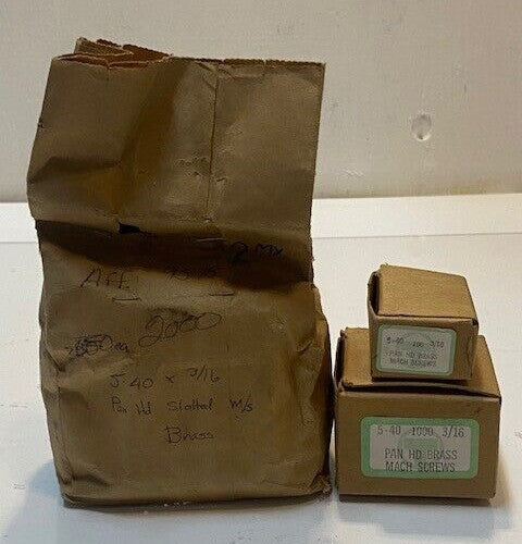 2000 Qty of 5-40 x 3/16 Pan HD Brass Flat Head Slotted Machine Screws (2000 Qty)