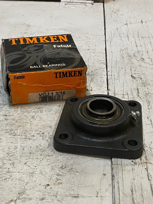 Timken Fafnir VCJ1 3/16 | 4 Bolt Flange Bearing w/ Locking Collar