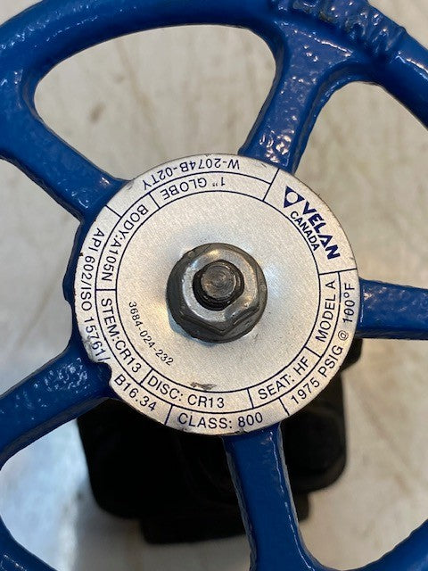 Velan Class 800 Forged Carbon Steel Gate Valve 1" Globe W-2074B-02TY | A105N