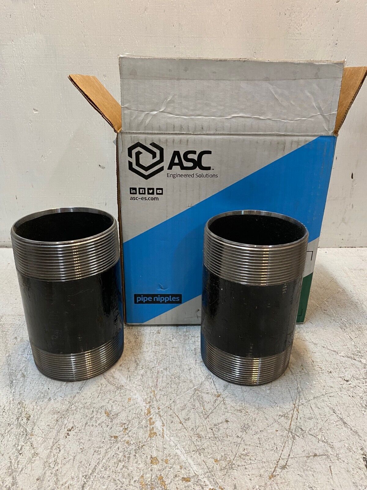 2 Quantity of ASC Pipe Nipples Black Anodized Steel 4"x7" 0330054800 (2 Qty)