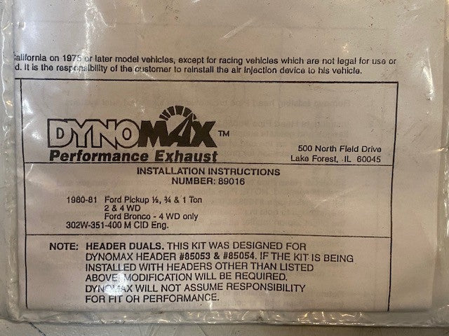 Dynomax 89016 Exhaust Dual Pipe Hardware Kit  *Only Pictured Items Included*