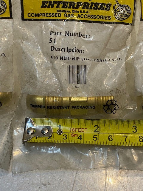 4 Quantity of Western Enterprise Part #51 Brass Cylinder Hose Adapters (4 Qty)