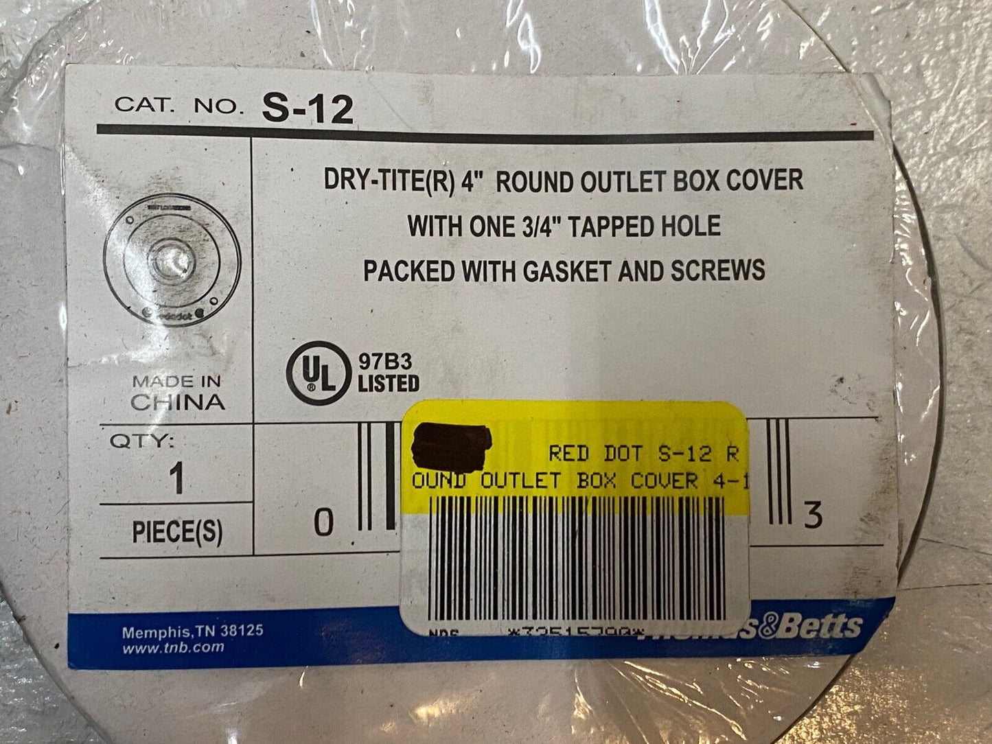 2 Pack of Thomas & Betts S-12 Dry-Tite 4" Round Outlet Box Covers (2 Quantity)