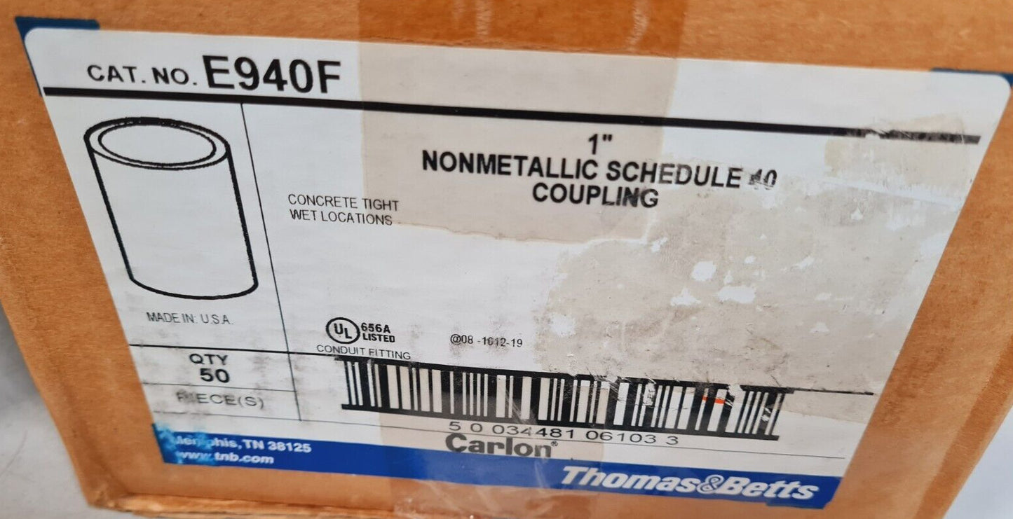 2 Qty. of 50 Thomas & Betts 1" Schedule 40 Couplings E940F (100 Qty)