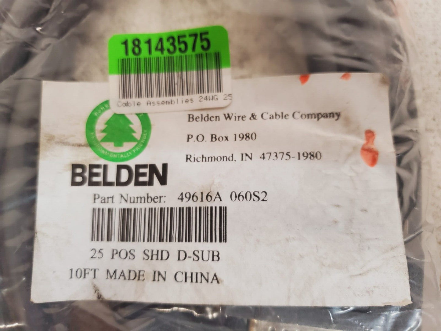 Belden Cable Assemblies 10ft  49616A 060S2 | 25 POS SHD D-SUB