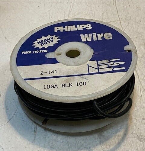Phillips Heavy Duty Wire 2-141 | 10GA Black 100 Feet PMCO #10-215R