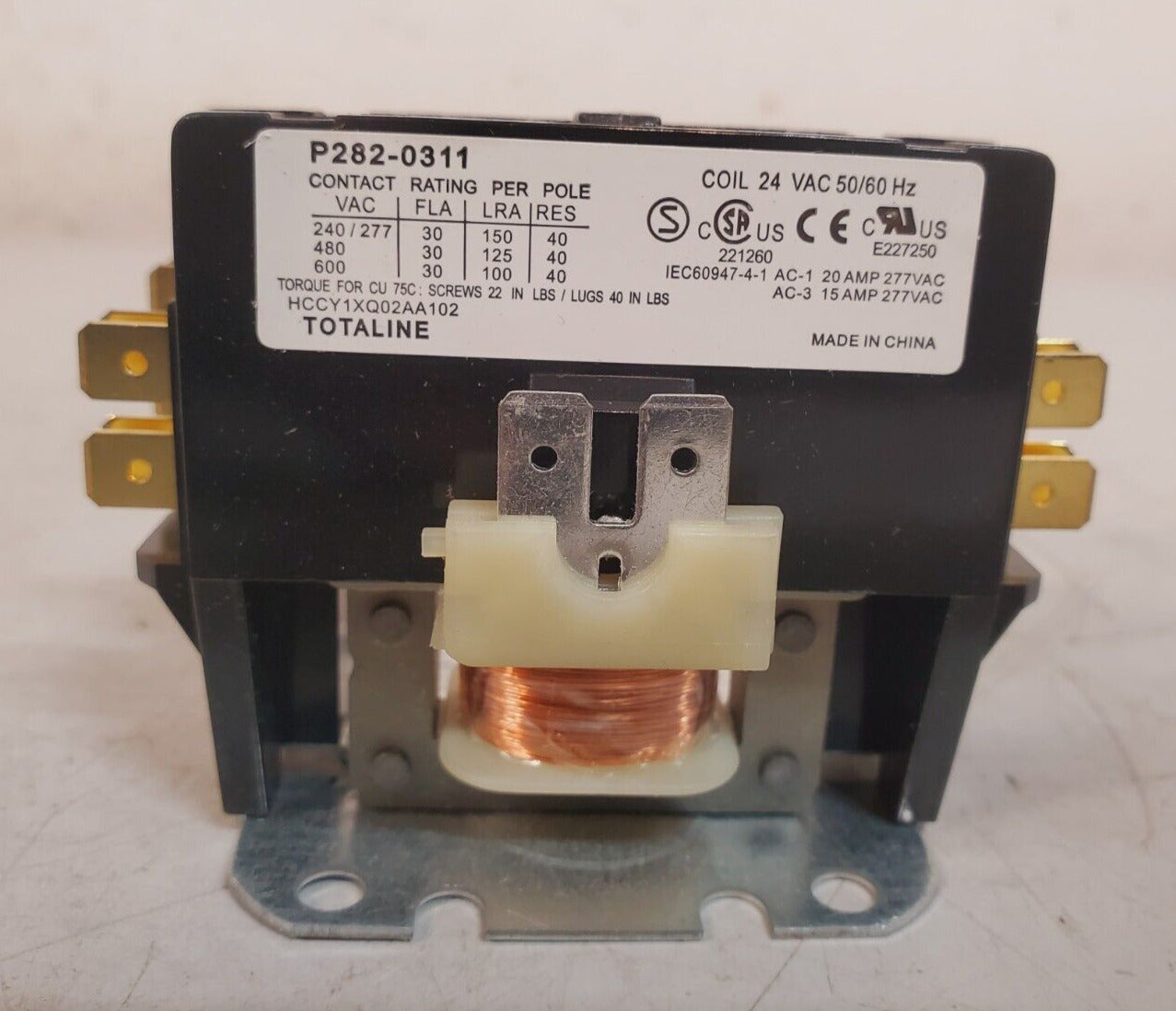 Totaline Contactor Coil 24VAC | 50/60Hz | P282-0311 | 30 FLA 40A | C4205