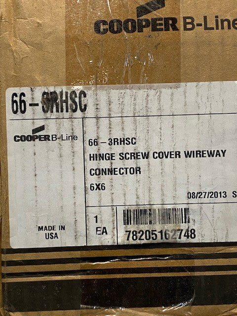 Cooper B-Line 66-3RHSC Hinge Screw Cover Wireway Connector 6x6
