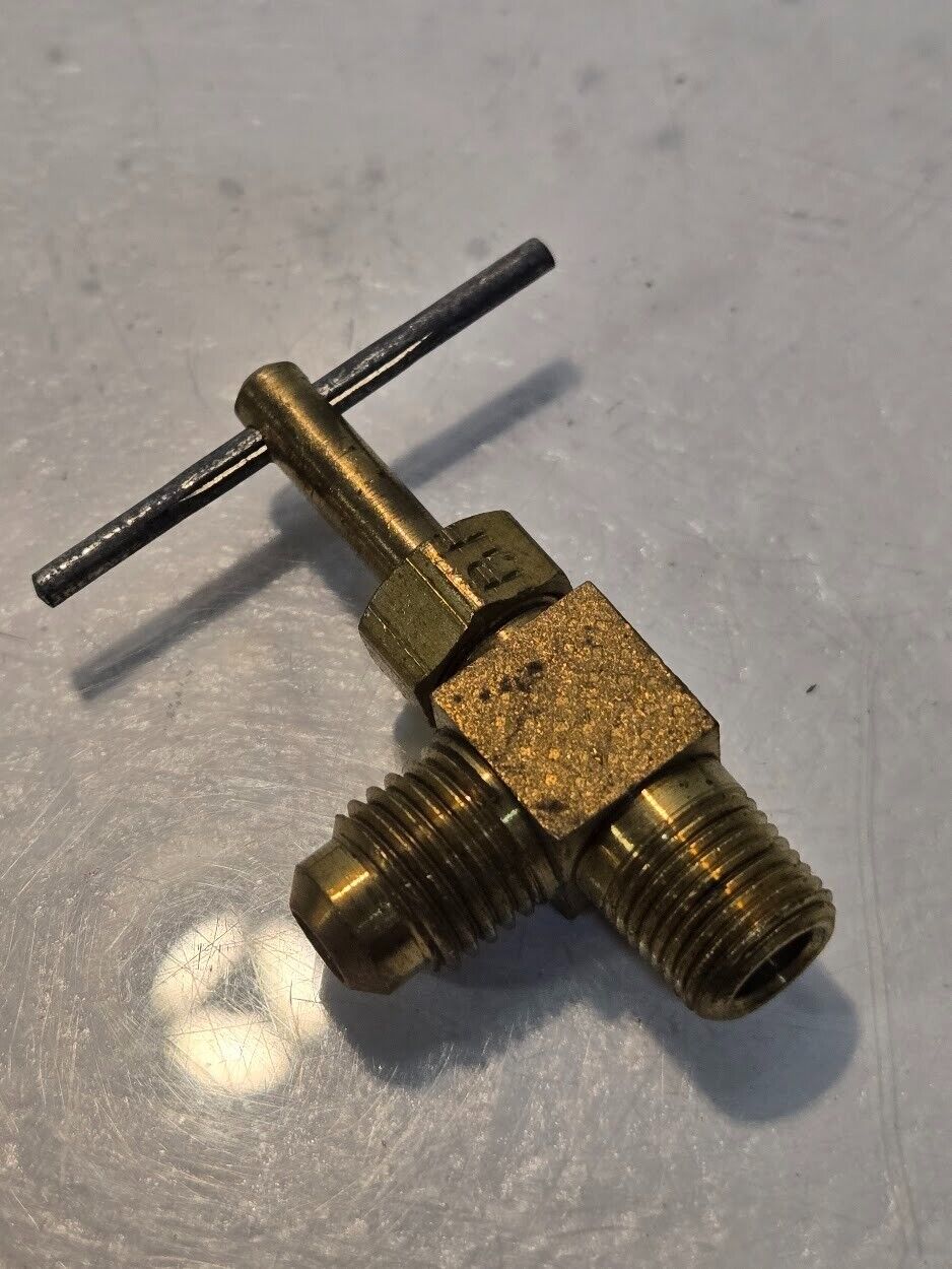 9 Quantity of 1/8" MPT x 1/8" Male Flare 90 Degree Angled Needle Valves (9 Qty)