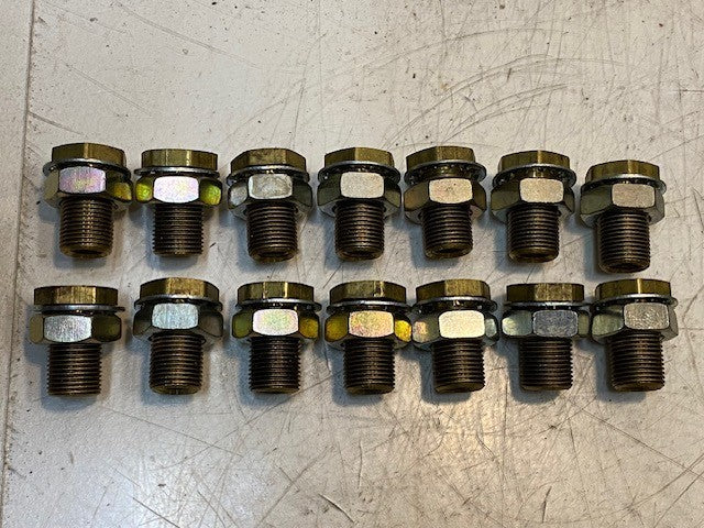 14 Qty of Hydraulic Hex Nut Bolt Fittings 1-3/8" L 19mm Thread 25mm Hex (14 Qty)