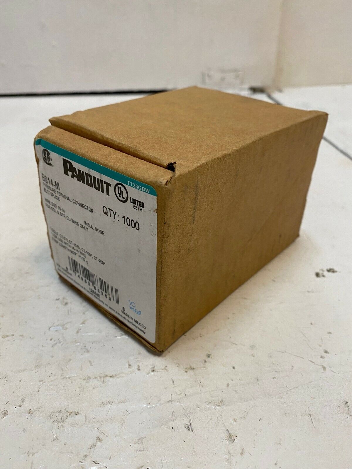 Panduit BS14-M Pressure Terminal Connector Butt Splice Wire Size 16-14 Qty: 1000