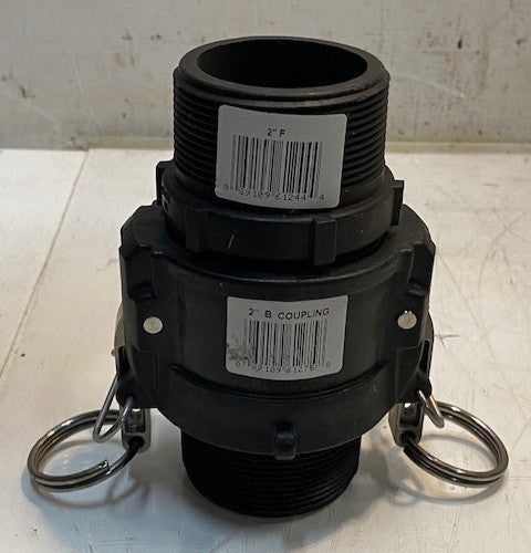 Apache 2" Part B Female Cam & Groove Polypropylene Adapter w/ Part F Coupling