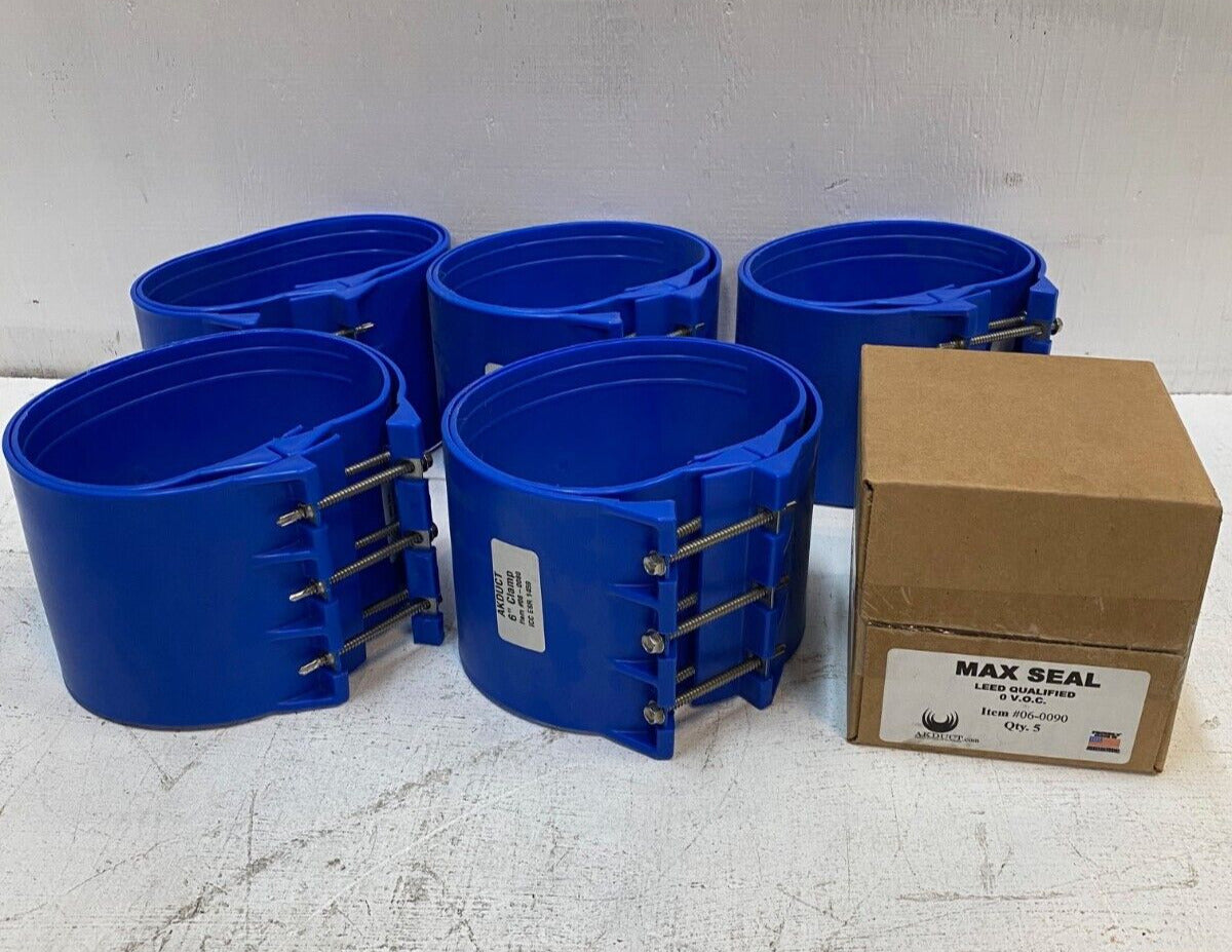 5 Quantity of AKDUCT 6" Clamps 06-0080 ICC ESR 1459 w/ Max Seal (5 Quantity)