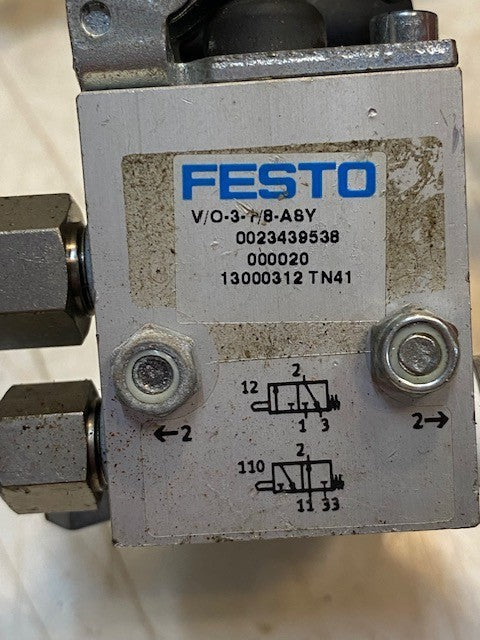 2 Qty of Festo V/O-3-1/8-ASY Stem Valve Assys w/ AL-01 Roller Levers (2 Qty)