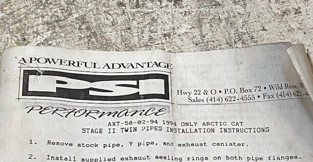 PSI Racing Exhaust Pipe for '94 Arctic CAT AXT-58-02-94