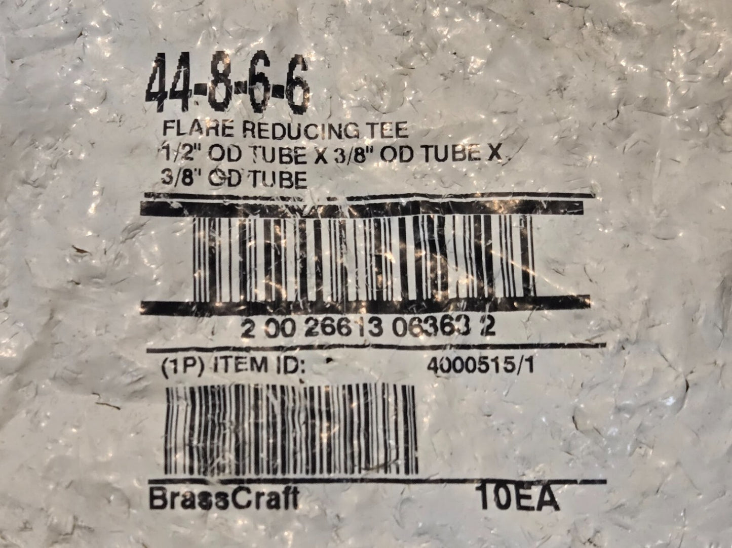 10 Quantity of BrassCraft 44-8-6-6 Flare Reducing Tees 1/2"x1/2"x3/8" (10 Qty)