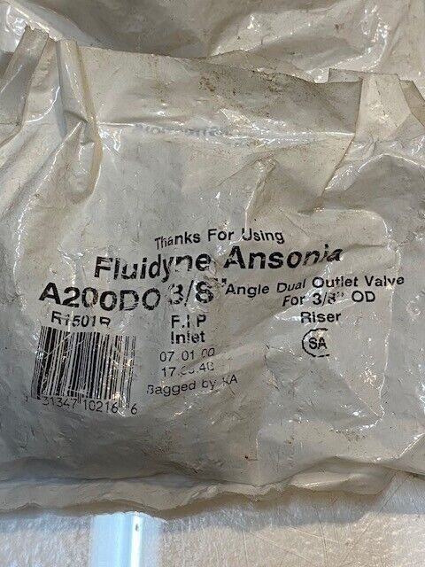 4 Quantity of Fluidyne Ansonia A200DO 3/8" Angle Dual Outlet Valves (4 Quantity)