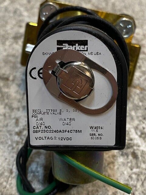 Parker Complete Valve 08F23C2240A3F4C75M | 1/2 NPT 12VDC 11.5 Watts