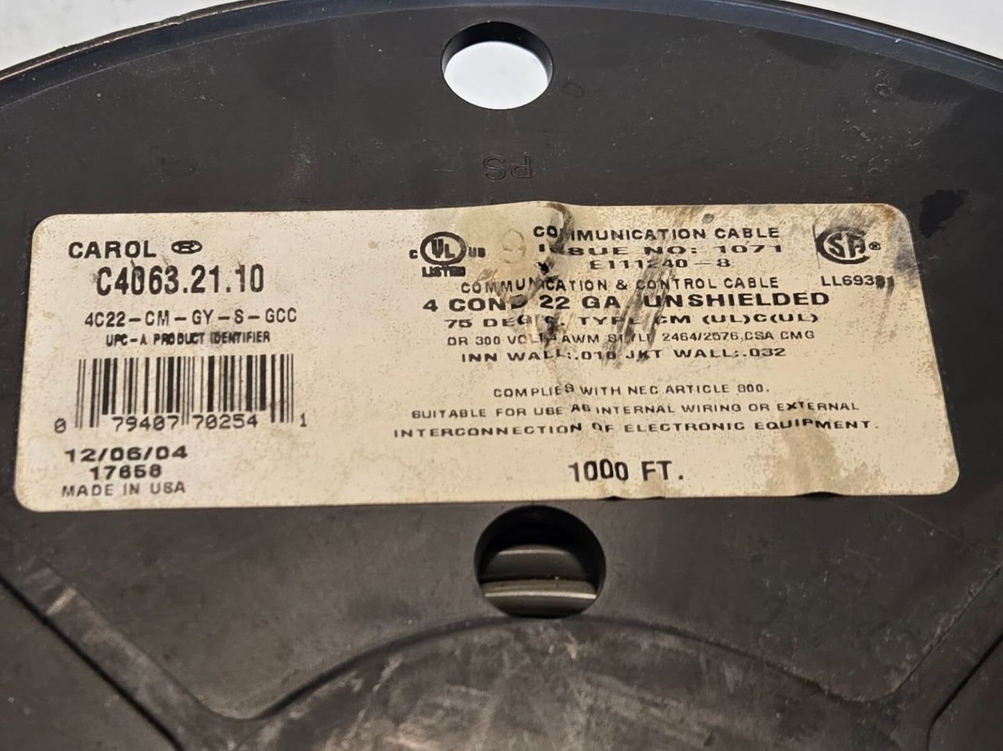 Approx. 900' Carol C4063.21.10 Wire | 4 Cond 22 GA Unshielded (Approx 900')