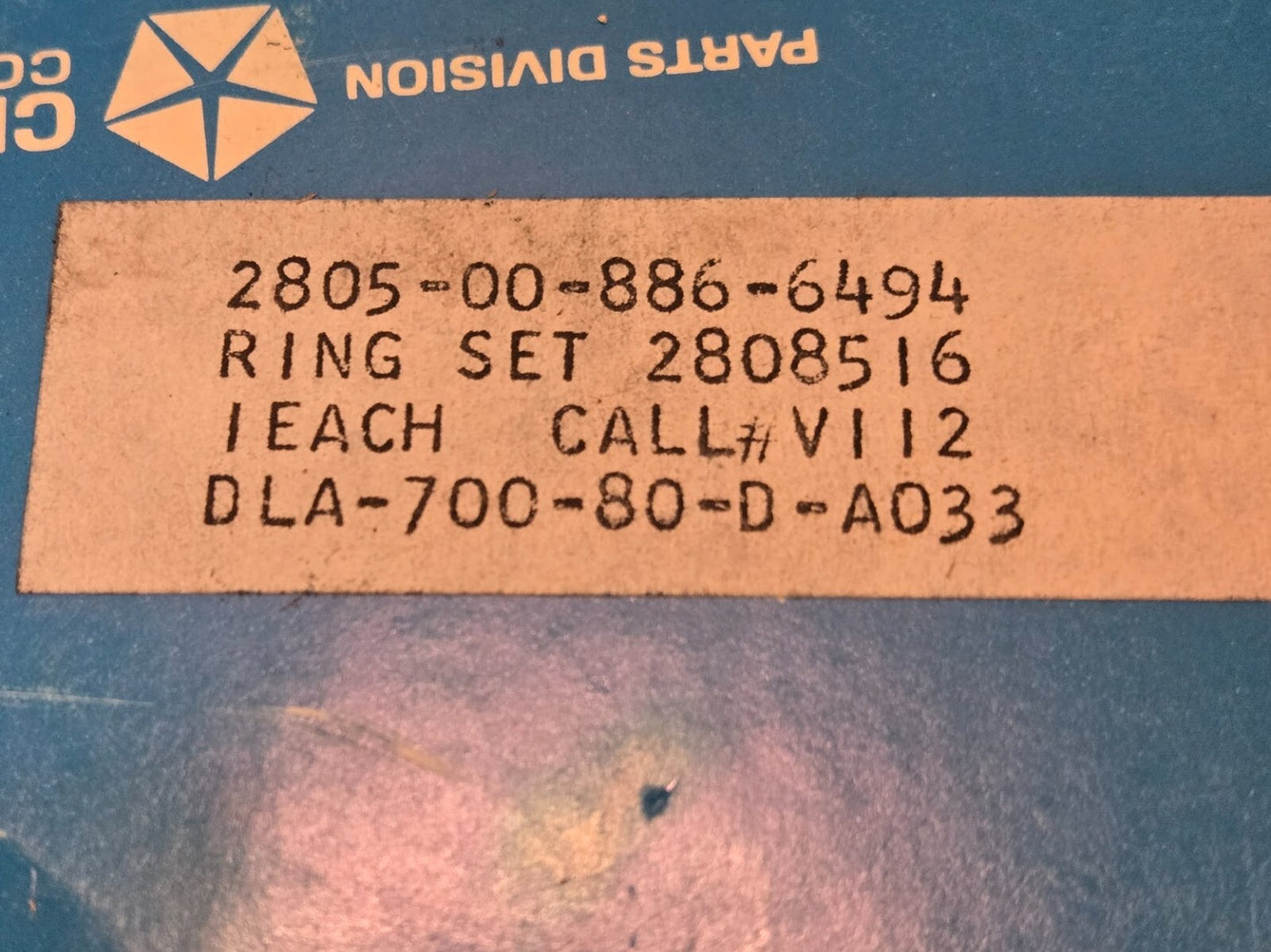 Mopar Piston Ring Set 2808516 | 2805-00-886-6494 | DLA-700-80-D-A033