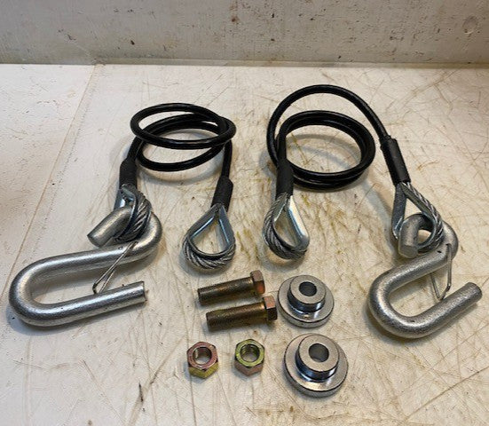 Set of 2 Trailer Safety Cables 36" Long w/ S Hooks & Hardware Tow Cable Set