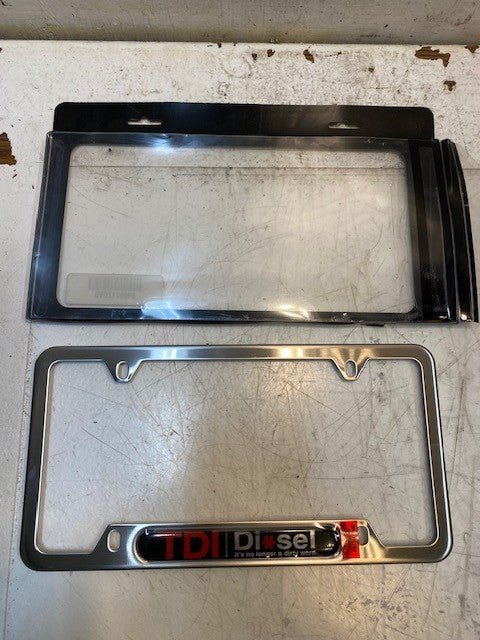 Audi TDI Diesel License Plate Frame 4-Hole Brushed Stainless Steel 4L0071801