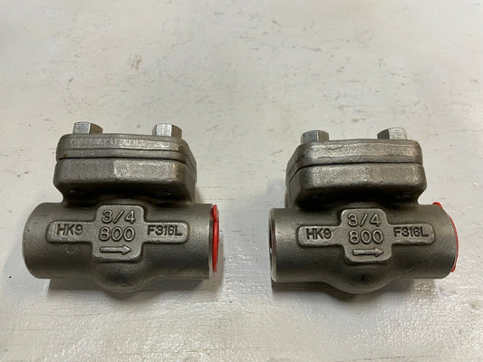 2 Warren F316L | 803HF | 3/4" | 1600 PSI Check Valve (Set of 2)