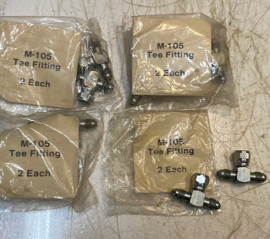 8 Quantity of M-105 Hydraulic JIC Female Swivel Brach Tee Fittings (8 Quantity)