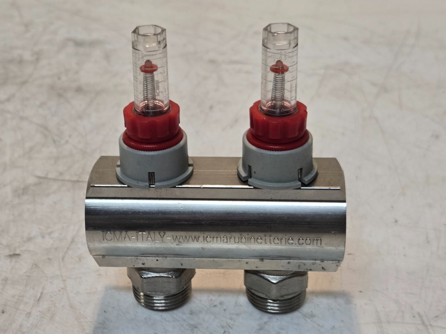 ICMA 2 Circuit Manifold with Flowmeters | ICMA-Italy | 1" Manifold | 3/4" Inlets