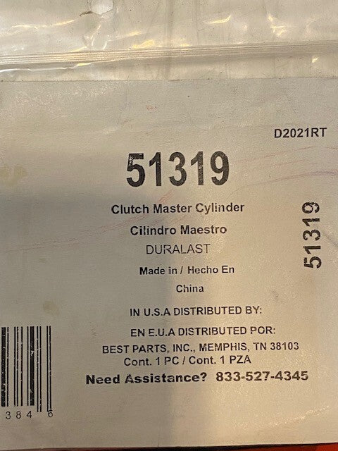 Duralast 51319 Clutch Master Cylinder AM-79