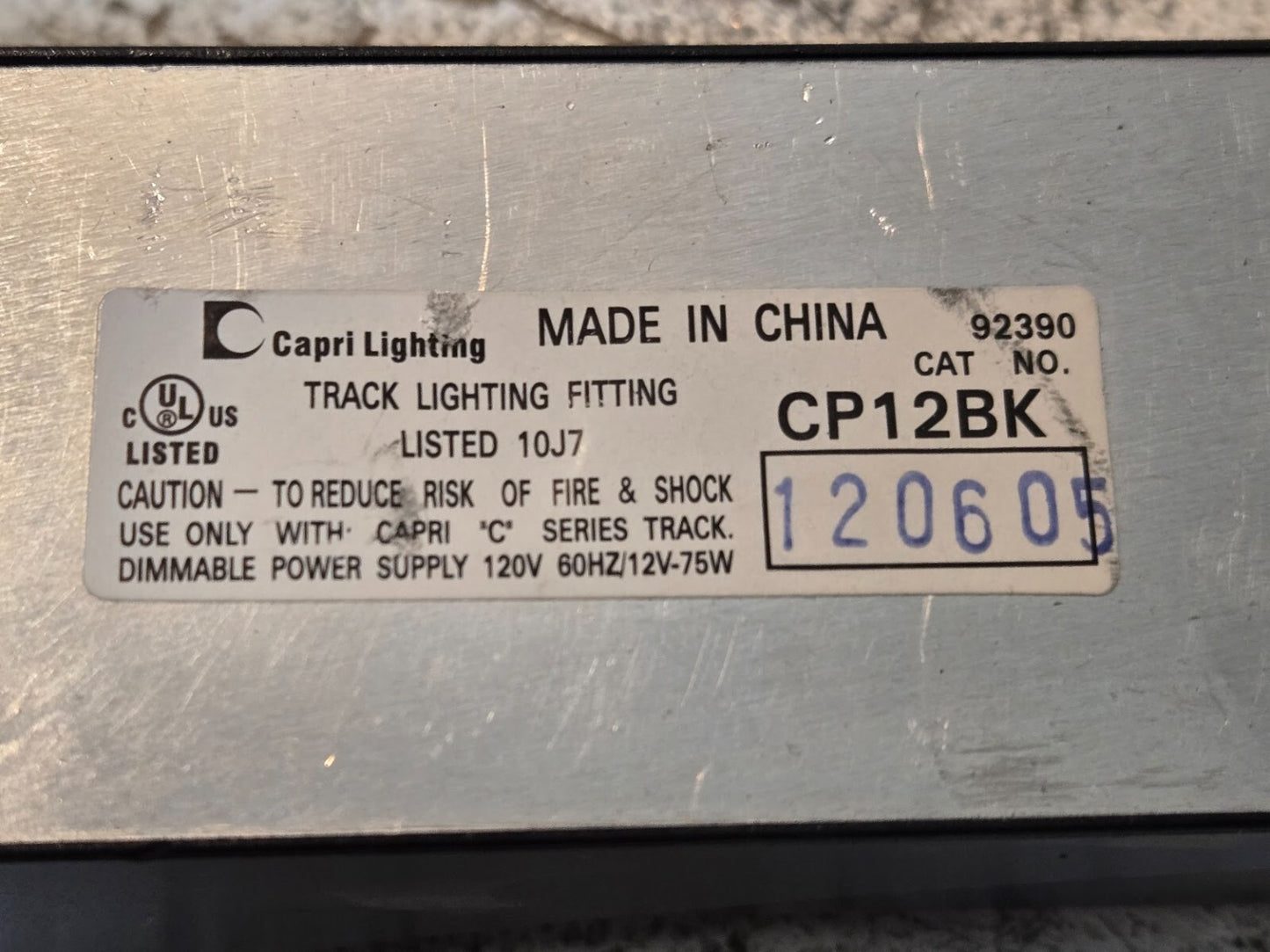 Capri Lighting CP12BK Track Lighting Fitting 10J7 | 92390 | 120605