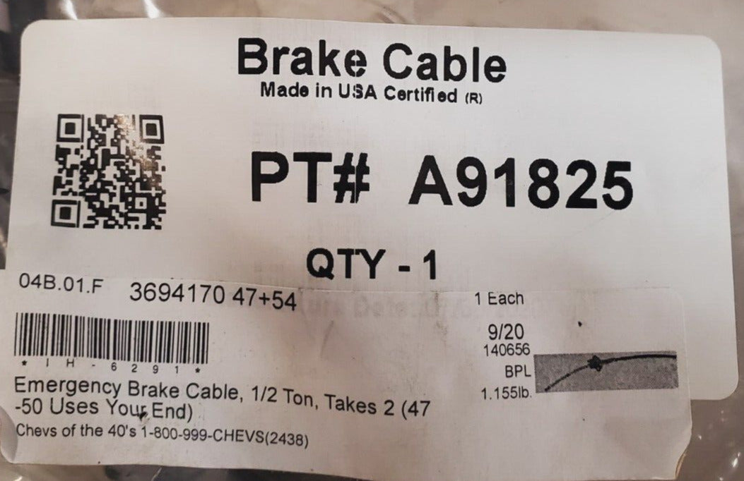 Parking Brake Cable A91825 | IH-6291 | 3694170 47+54