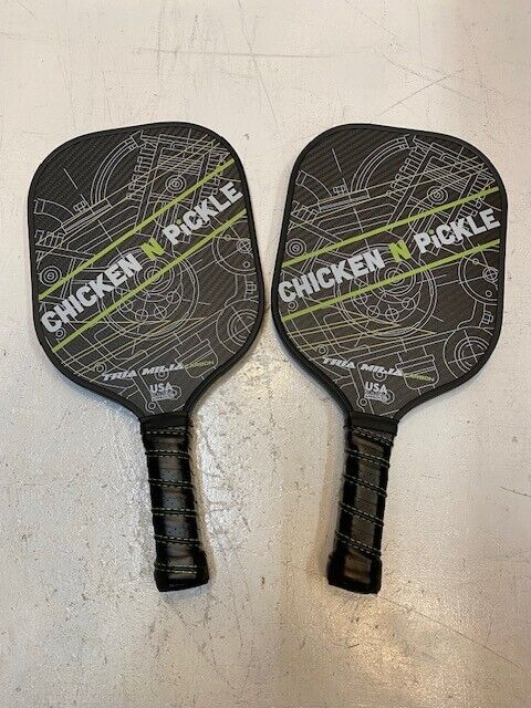 Pair of 2 Tria Milia Carbon USA Pickleball Approved Paddles 16" L 7-3/4" W