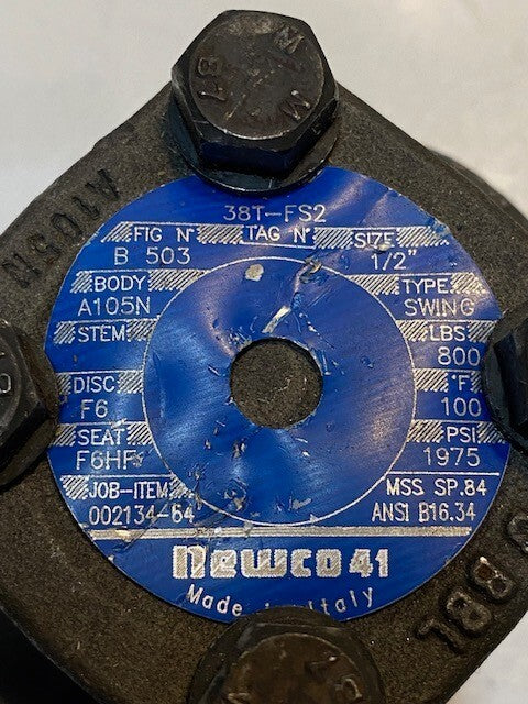 Newco 41 Gate Check Valve 1/2" Class 800 | 38T-FS2