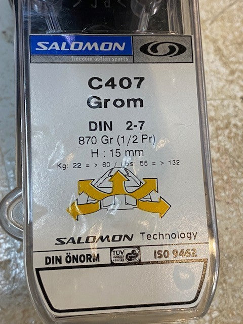 Salomon Technology C407 DIN 2-7 H:15mm Grom Youth Junior Ski Bindings ISO 9462