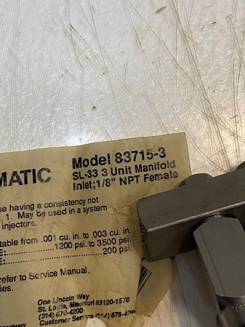 Centro-Matic Model 83715-3 Single Grease Injector Assembly Lubrication Injector