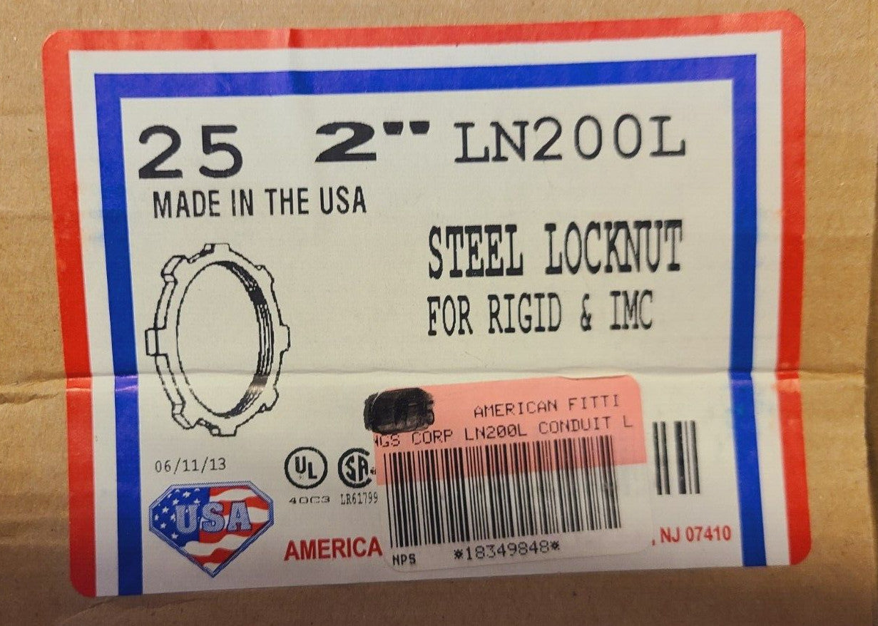 25 Qty. of American Fittings Corp 2" Steel Locknuts LN200L (25 Qty)