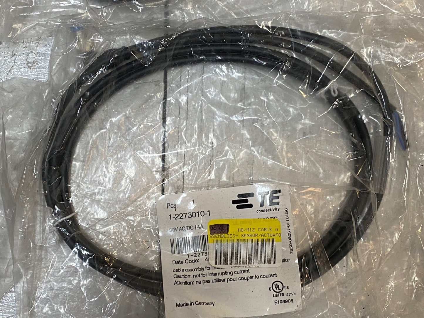 4 Pack of TE Connectivity 1-2273010-1 Sensor Cable Assemblies 30V AC/DC (4 Qty)