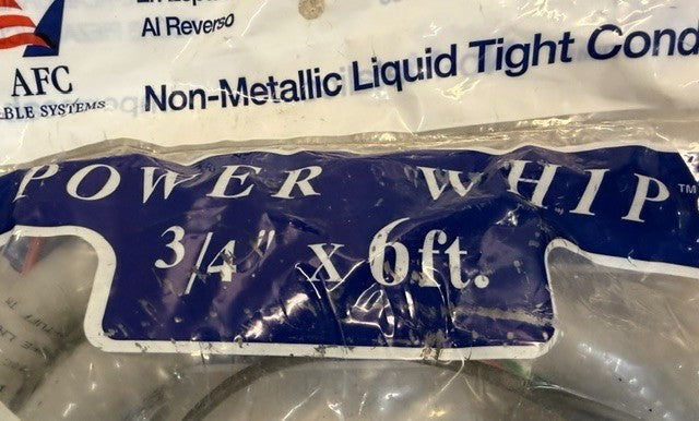 2 Quantity AFC Cable Systems Non-Metallic Liquid-Tight Power Whip 3/4" x 6' 8017