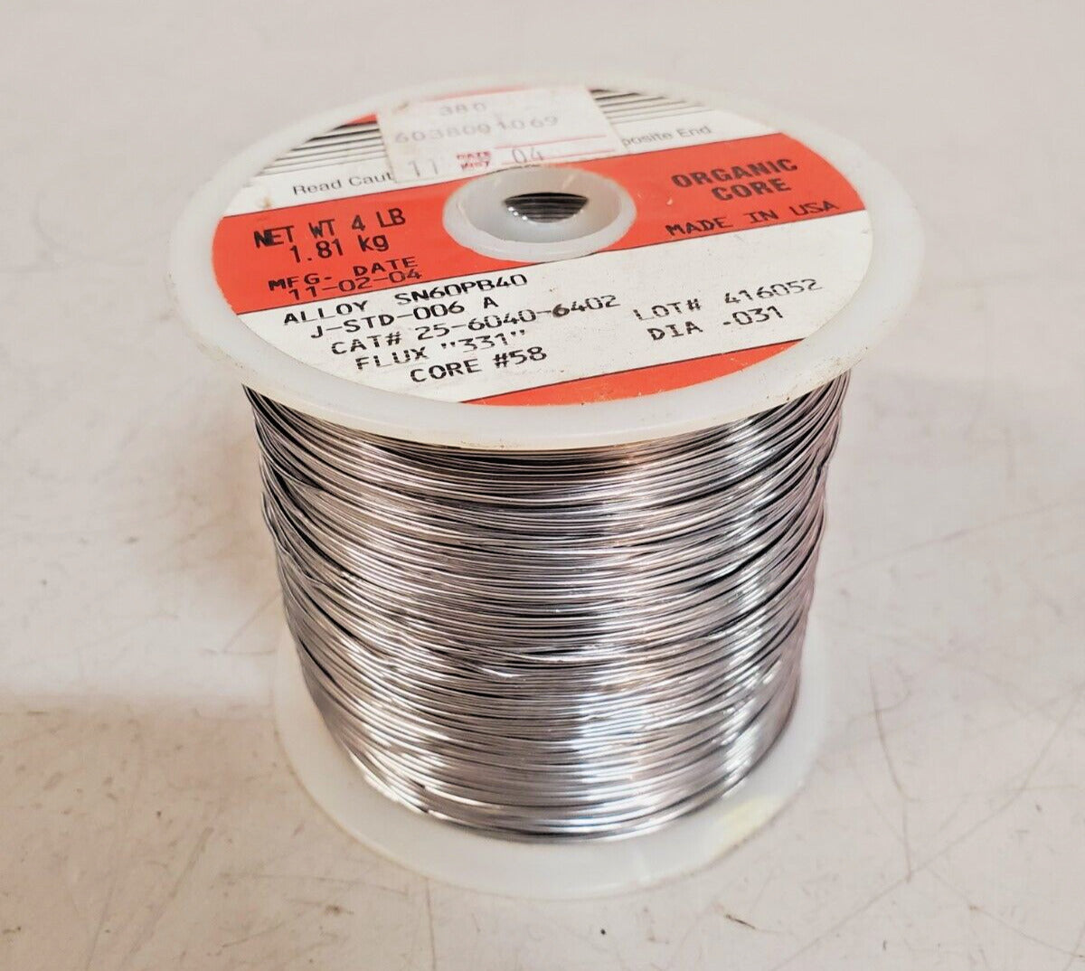 Kester Organic Core Alloy Solder Wire J-STD-006 | CAT 25-6040-6402 | SN60PB40