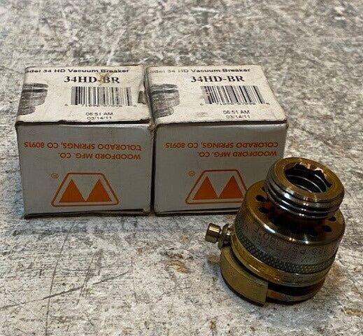 2 Qty of Woodford Nidel Brass 34HD-BR Vacuum Breaker B64.2 125Psi 1011 (2 Qty)