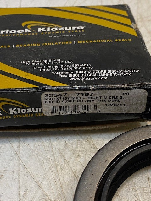 Garlock Klozure 23547-7197 | 63R1x7197 Hi-Performance Double-Lip Oil Seal