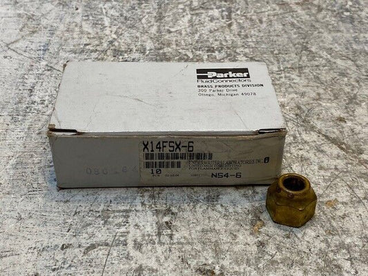 10 Quantity of Parker Brass 45 Deg Flare Nut Fittings X14FSX-6 (10 Quantity)