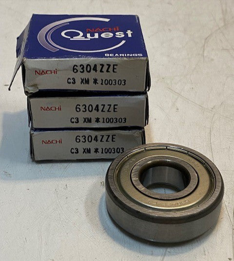 3 Quantity of Nachi Quest Bearings 6304ZZE | 6304ZEC3 | 52x20x15mm (3 Quantity)